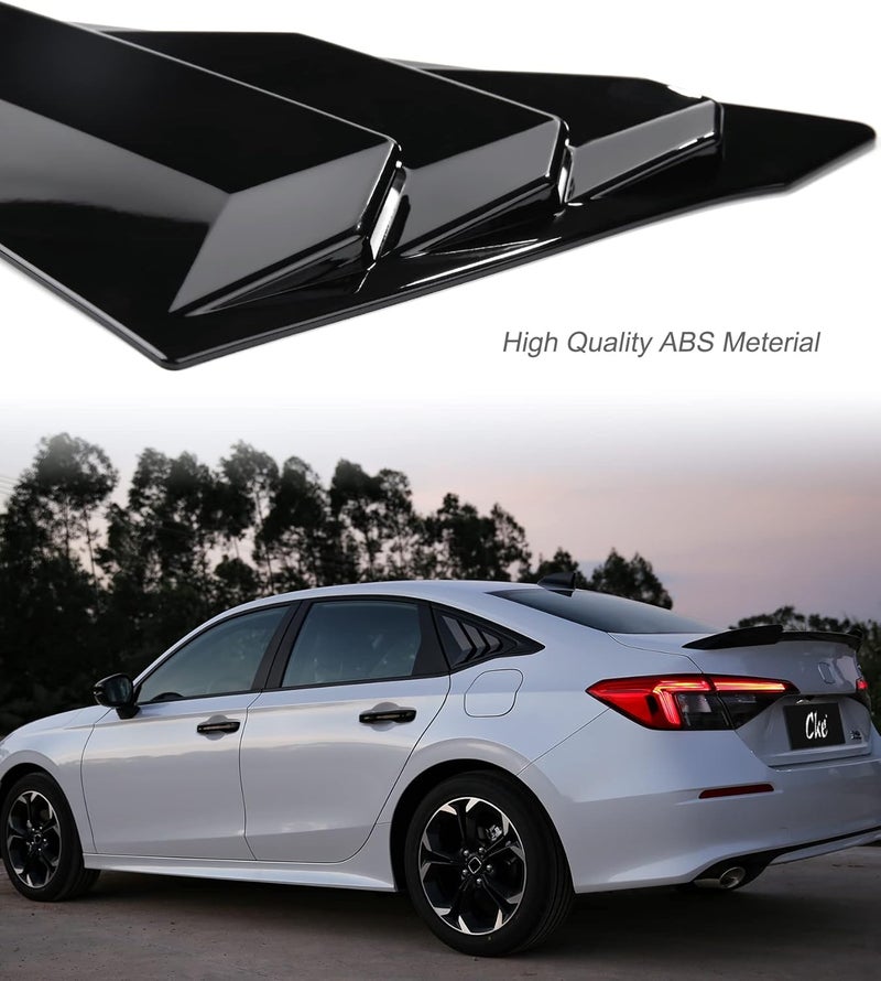 CKE for 11th Gen Civic Sedan Compatible with Honda Civic 2026 2025 2024 2023 2022 Accessories Car Exterior Rear Side Window Louvers Air Vent Scoop Shades Cover Blinds -Bright Black - Image 5